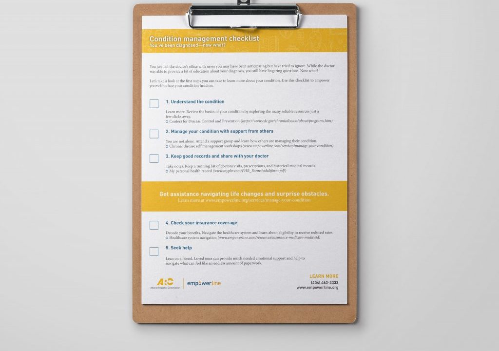 Clipboard with condition management checklist